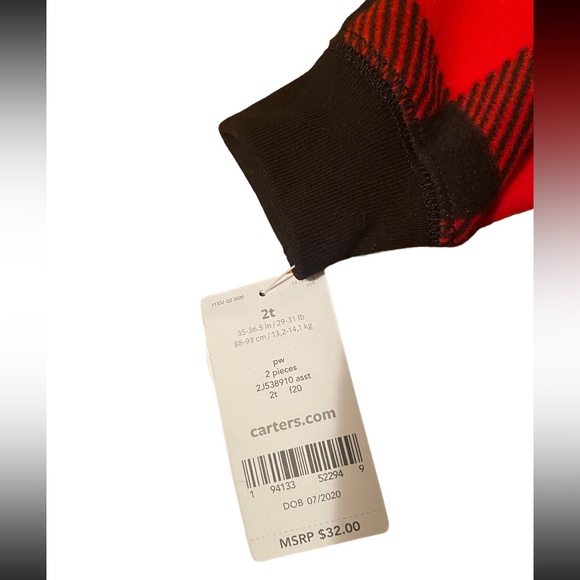 Carters Buffalo Plaid Set. Size 2T NWT - Picture 5 of 5